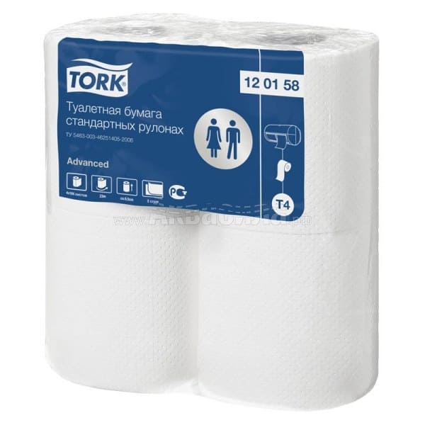 Tork Advanced T4 Туалетная бумага в стандартных рулонах |  Расходные и протирочные материалы | Оборудование для туалетных и ванных комнат