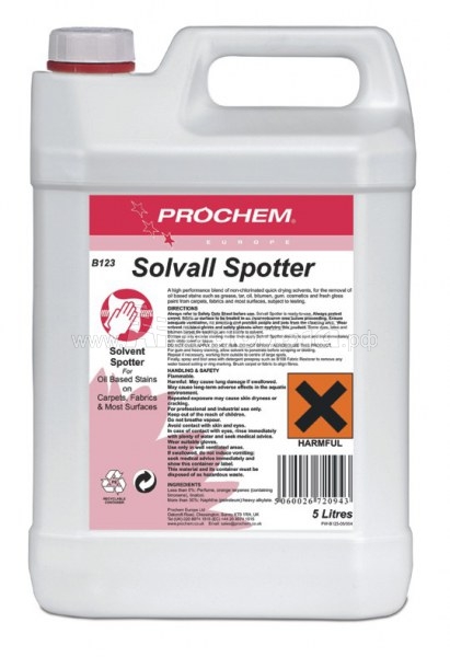 Prochem Пятновыводитель Solvall Spotter 5 л | Удаление стойких пятен и загрязнений | Клининг и профессиональная уборка | Химические и моющие средства
