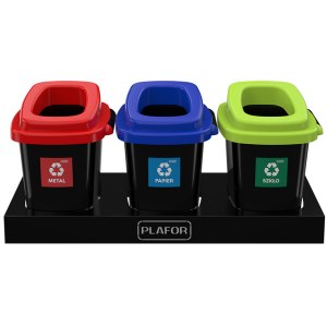 Plafor Sort Bin Набор контейнеров для раздельного сбора мусора (3x28 л + подставка)