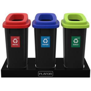 Plafor Sort Bin Набор контейнеров для раздельного сбора мусора (3x90 л + подставка)